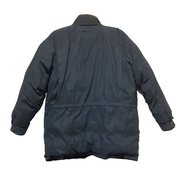 Rainforest Men’s Vintage Down Winter Puffer Parka size L Leather Collar Navy - Picture 5 of 11